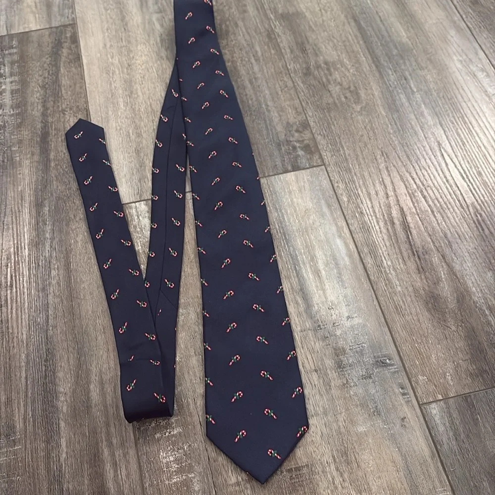J. Crew Candy Cane Navy Silk Tie Christmas Holiday